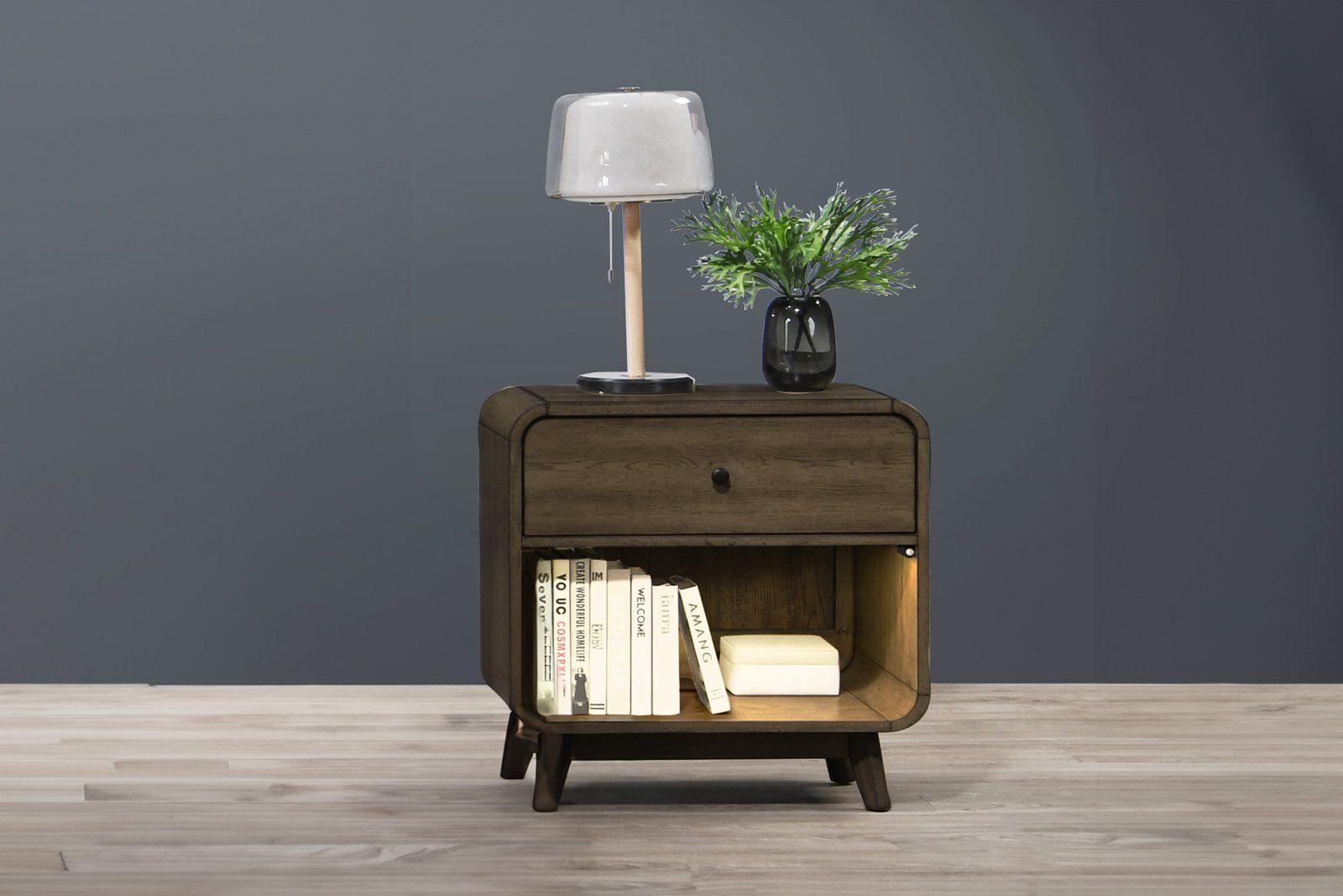 Panel Bed in Walnut finish with Dresser Mirror and Nightstand
